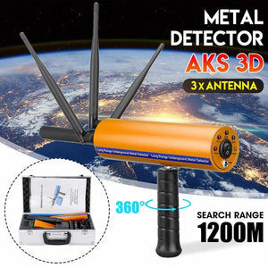 Mini AKS Metal Detector Professtional Underground Handhold 3D Gold/Gems Detector Long Range Diamond Finder Tracker + Storage Box